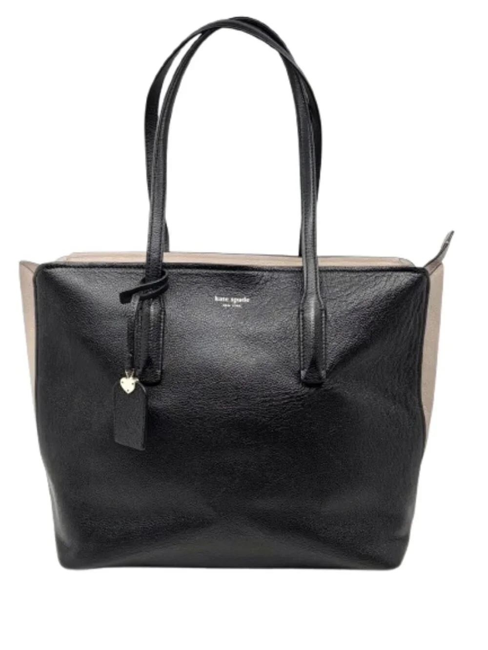 KATE SPADE~Margaux Large Work Tote~ PEBBLED LEATHER SHOULDER BAG Black Gray